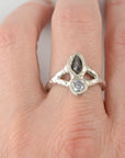 Epic Meteorite Ring with Pale Blue Moissanite in Palladium Sterling Silver - size 6 - Ready to Ship