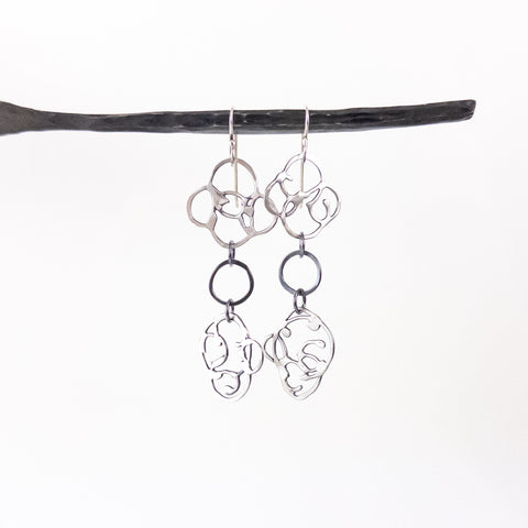 Two Vine with circle connector earrings