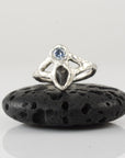 Epic Meteorite Ring with Pale Blue Moissanite in Palladium Sterling Silver - size 6 - Ready to Ship