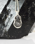 Meteorite Pendant -9- in Sterling Silver - Ready to Ship