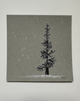 Snowy Tree 19 - Orion and a Delicate Snowy Tree on Gray Toned Paper - 4"x4"