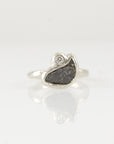 Meteorite Ring -1- with Moissanite in Palladium Sterling Silver - size 4.75 - Ready to Ship