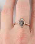 Meteorite and Moissanite Ring in 14k Rose Gold - sz 6.25