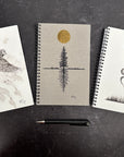 Gray Tree and Roots Notebook - Journal/Sketchbook - Blank or Lined - Ready to Ship