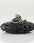 Meteorite Ring -1- with Moissanite in Palladium Sterling Silver - size 4.75 - Ready to Ship