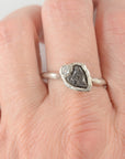 Meteorite Ring -4- with Moissanite in Palladium Sterling Silver - size 9.25 - Ready to Ship