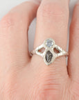 Epic Meteorite Ring with Pale Blue Moissanite in Palladium Sterling Silver - size 6 - Ready to Ship