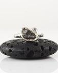 Meteorite Ring -3- with Moissanite in Palladium Sterling Silver - size 6.5 - Ready to Ship