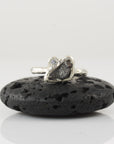 Meteorite Ring -2- with Moissanite in Palladium Sterling Silver - size 5.25 - Ready to Ship