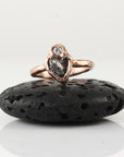 Meteorite and Moissanite Ring in 14k Rose Gold - sz 6.25