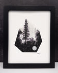 Beauty in the Upside Down - Terrarium Series - Foggy Trees - 8x10 - Original Drawing - Ready to Ship