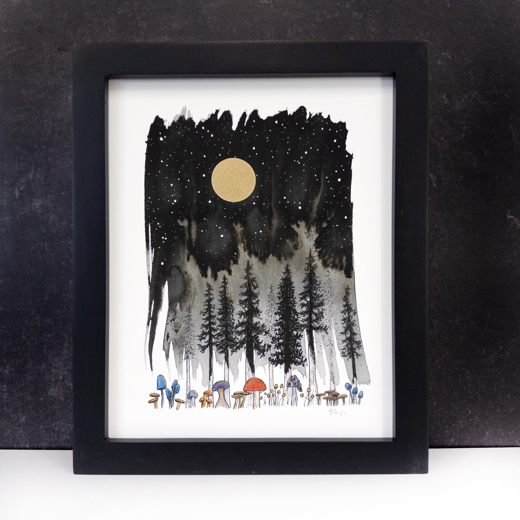 Night Sky Mushrooms - Art Print - Print to Order