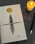 Gray Tree and Roots Notebook - Journal/Sketchbook - Blank or Lined - Ready to Ship