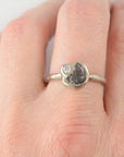 Meteorite and Moissanite Ring in 14k Palladium Gold - sz 6.5