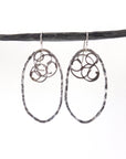 Large hammered oval and vine earrings