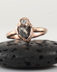 Meteorite and Moissanite Ring in 14k Rose Gold - sz 6.25