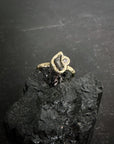 Meteorite and Moissanite Ring in 14k Yellow Gold - sz 6.5