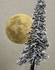 Snowy Tree with Full Moon on Gray - 8.5”x11” original drawing