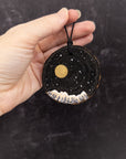 Wood Round Ornament - 9 - Snowy Mountains, Trees, Gold Moon and Big Dipper