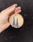 Wood Round Ornament - 6 - 2 Snowy Trees