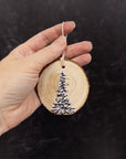 Wood Round Ornament - 4 - Single Snowy Tree