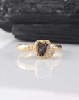 Meteorite and 2mm Moissanite Ring in 14k Yellow Gold - sz 6.5