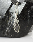 Meteorite Pendant -4- in Sterling Silver with rough diamond and moissanite - Ready to Ship