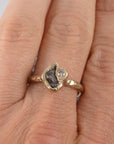 Meteorite and Moissanite Ring in 14k Yellow Gold - sz 6.5