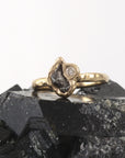 Meteorite and Moissanite Ring in 14k Yellow Gold - sz 6.5