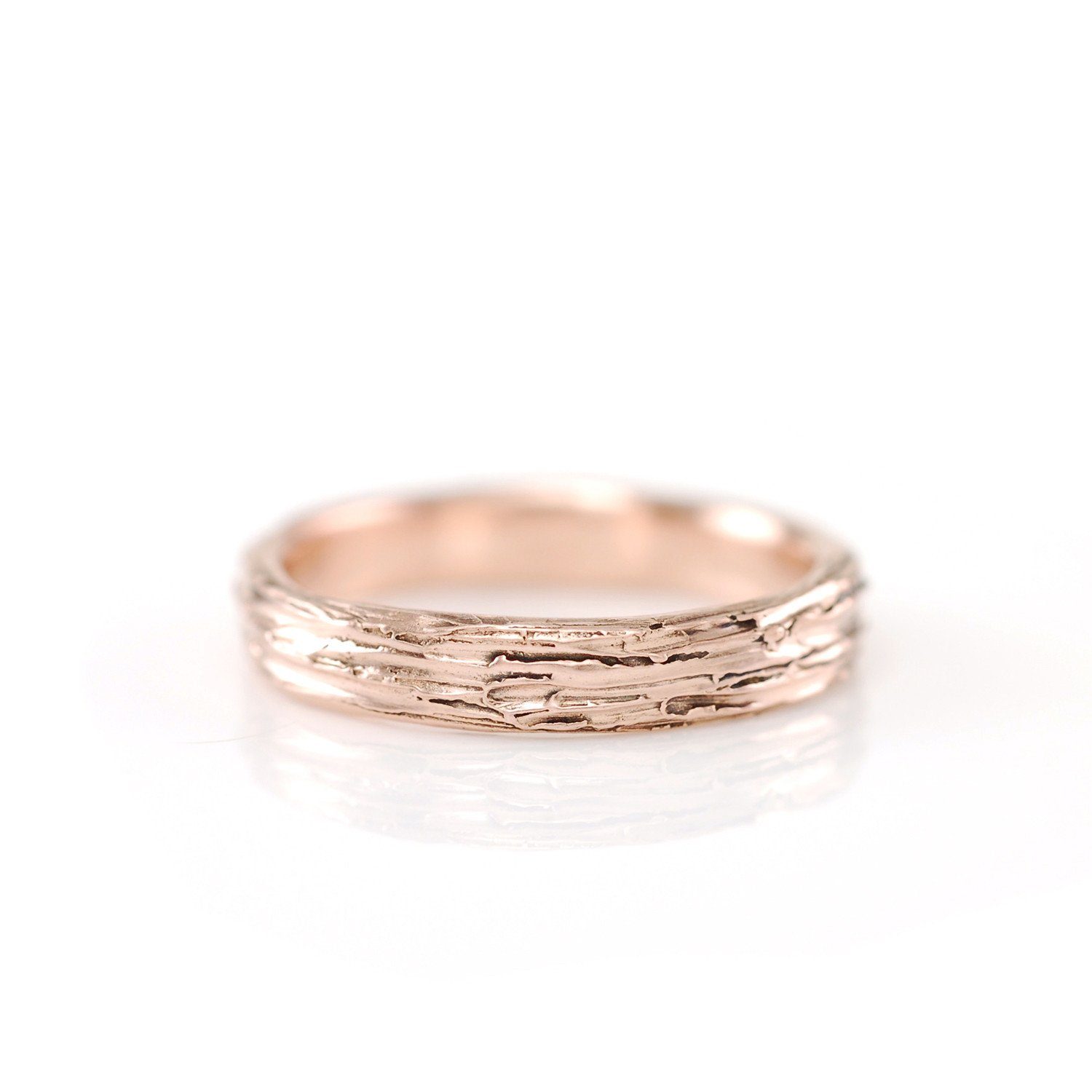 Tree Bark Ring in 14k Rose Gold - Size 4.5 - Ready to Ship - Beth Cyr Handmade Jewelry