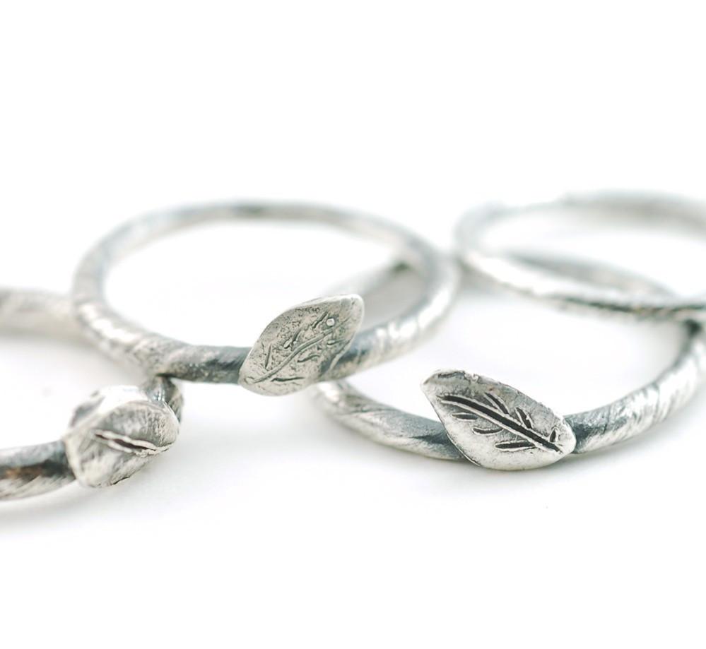 Vine and Leaf Engagement Ring or Wedding Band in Palladium Sterling Silver - Made to Order - Beth Cyr Handmade Jewelry