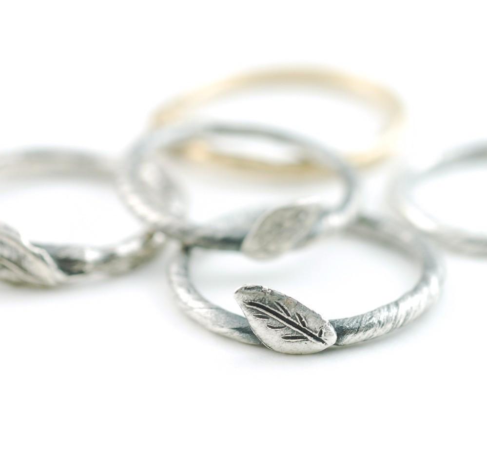 Vine and Leaf Engagement Ring or Wedding Band in Palladium Sterling Silver - Made to Order - Beth Cyr Handmade Jewelry