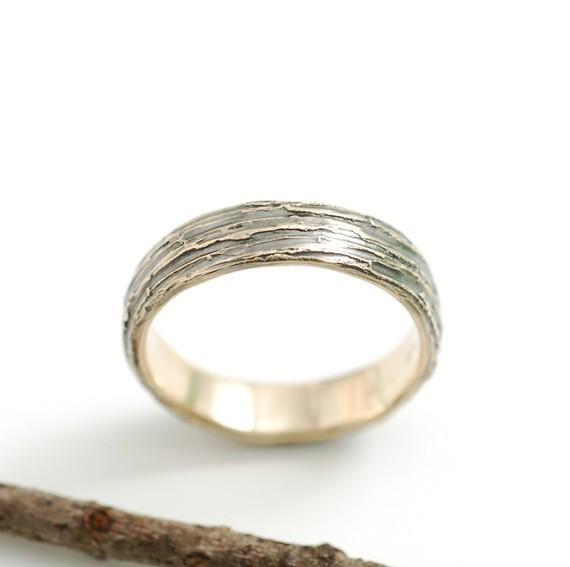 Tree Bark Wedding Rings in Yellow Gold - Made to Order - Beth Cyr Handmade Jewelry