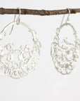 Circle and Climbing Organic Vine Earrings in Sterling Silver 