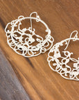 Circle and Climbing Organic Vine Earrings in Sterling Silver 