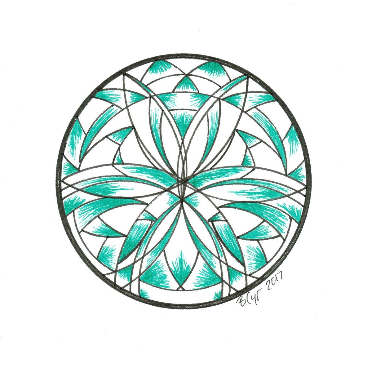 Green Shade Mandala - Original Drawing - Beth Cyr Handmade Jewelry