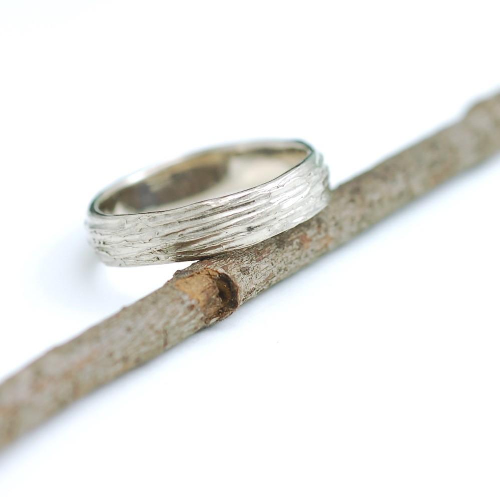 Tree Bark Wedding Rings Palladium White Gold - Made to Order - Beth Cyr Handmade Jewelry