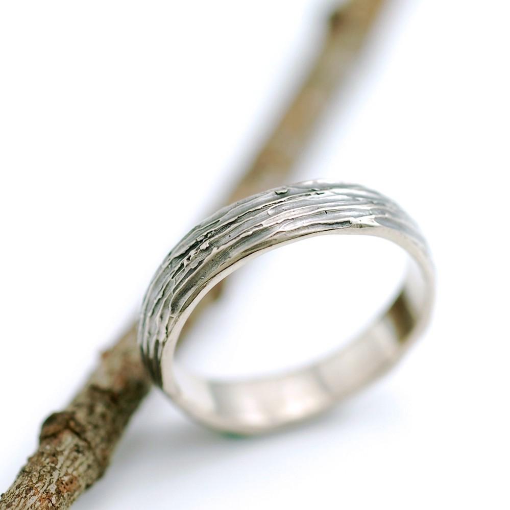 Tree Bark Wedding Rings Palladium White Gold - Made to Order - Beth Cyr Handmade Jewelry