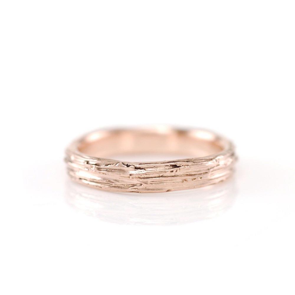 Tree Bark Wedding Rings in Rose Gold - Made to Order - Beth Cyr Handmade Jewelry