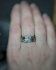 Mountain Ring Set with Dark Gray Moissanite in Palladium/Silver - size 6 - Ready to Ship - Beth Cyr Handmade Jewelry