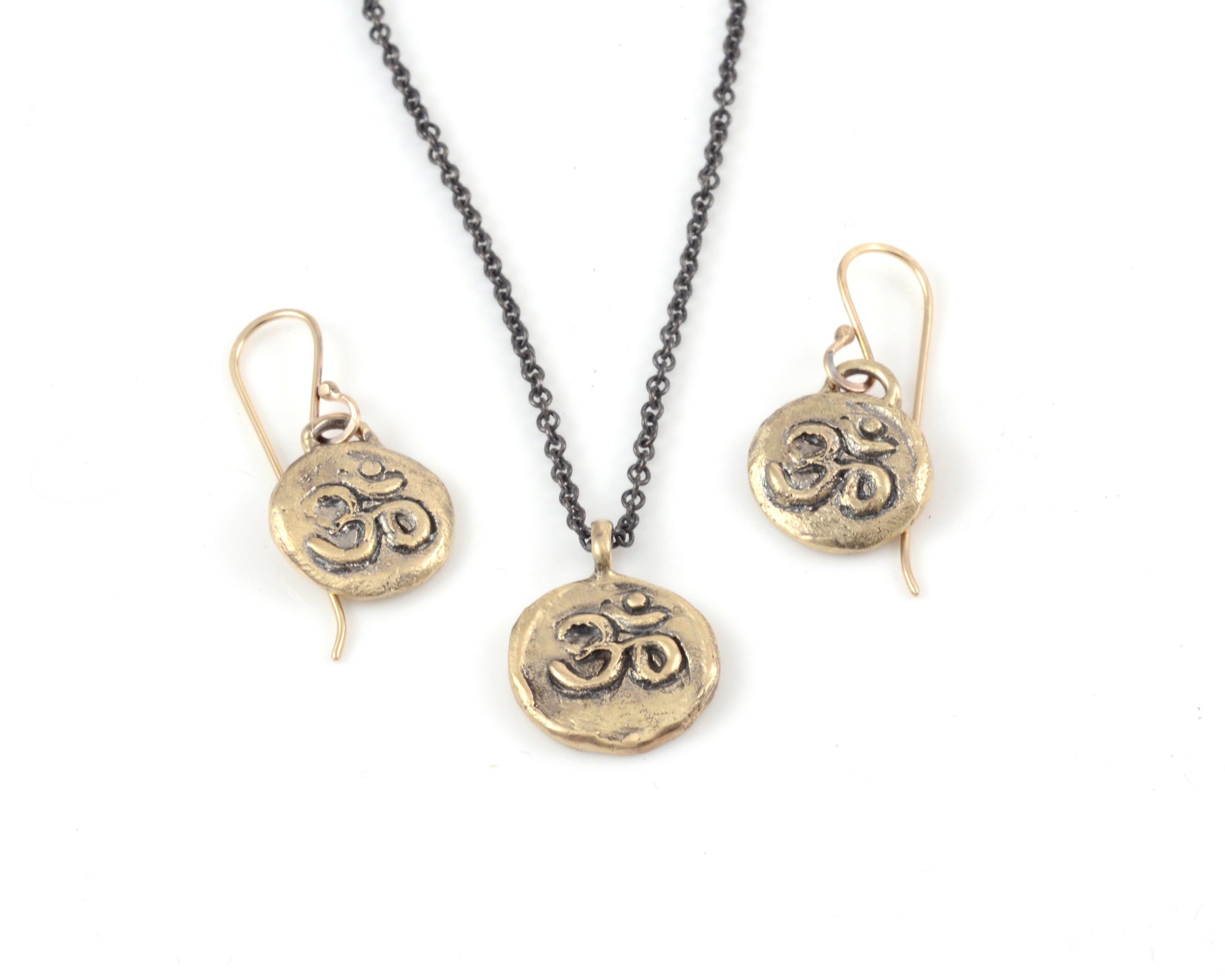 Om Earrings - 14k Yellow Gold - Ready to Ship - Beth Cyr Handmade Jewelry