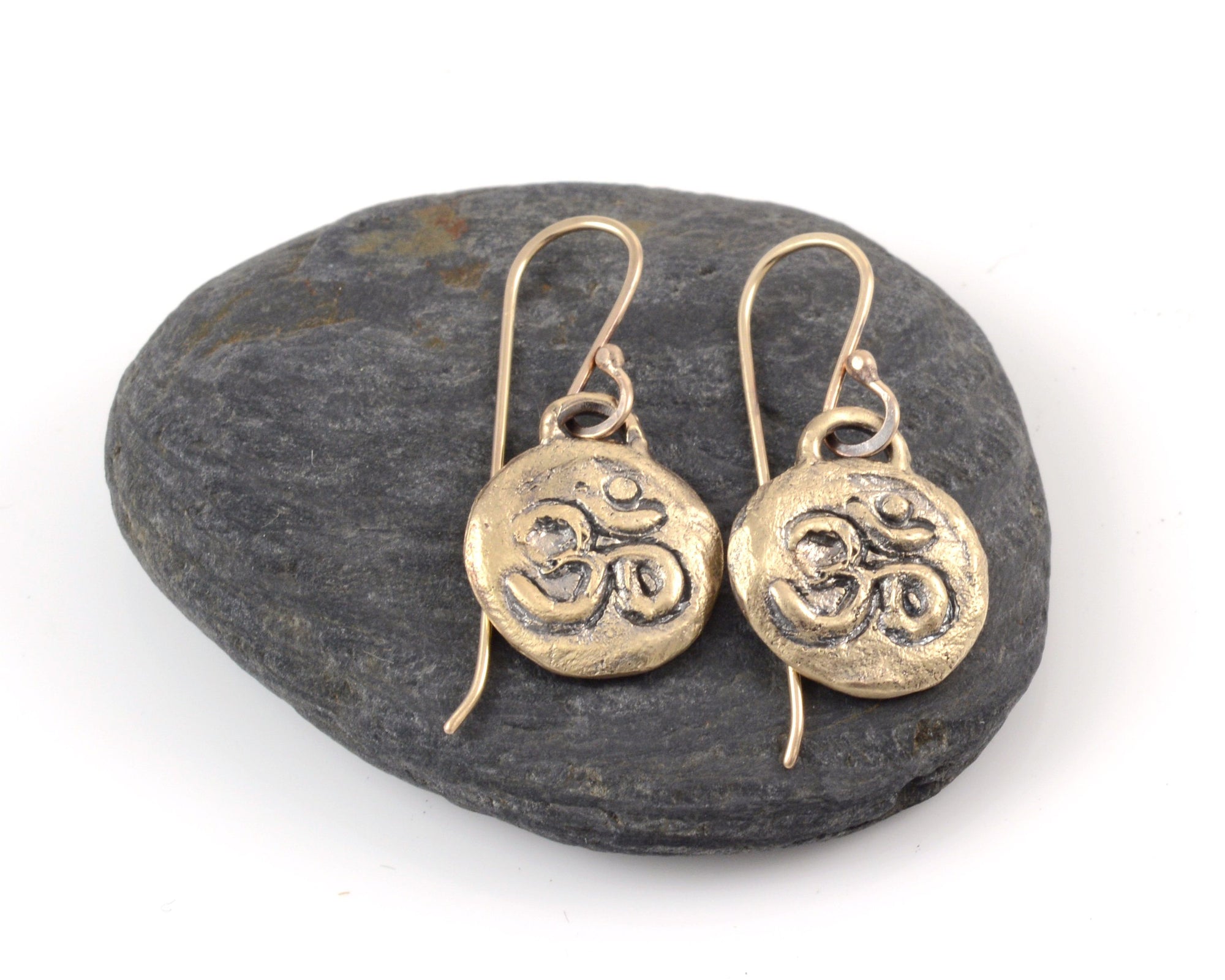 Om Earrings - 14k Yellow Gold - Ready to Ship - Beth Cyr Handmade Jewelry