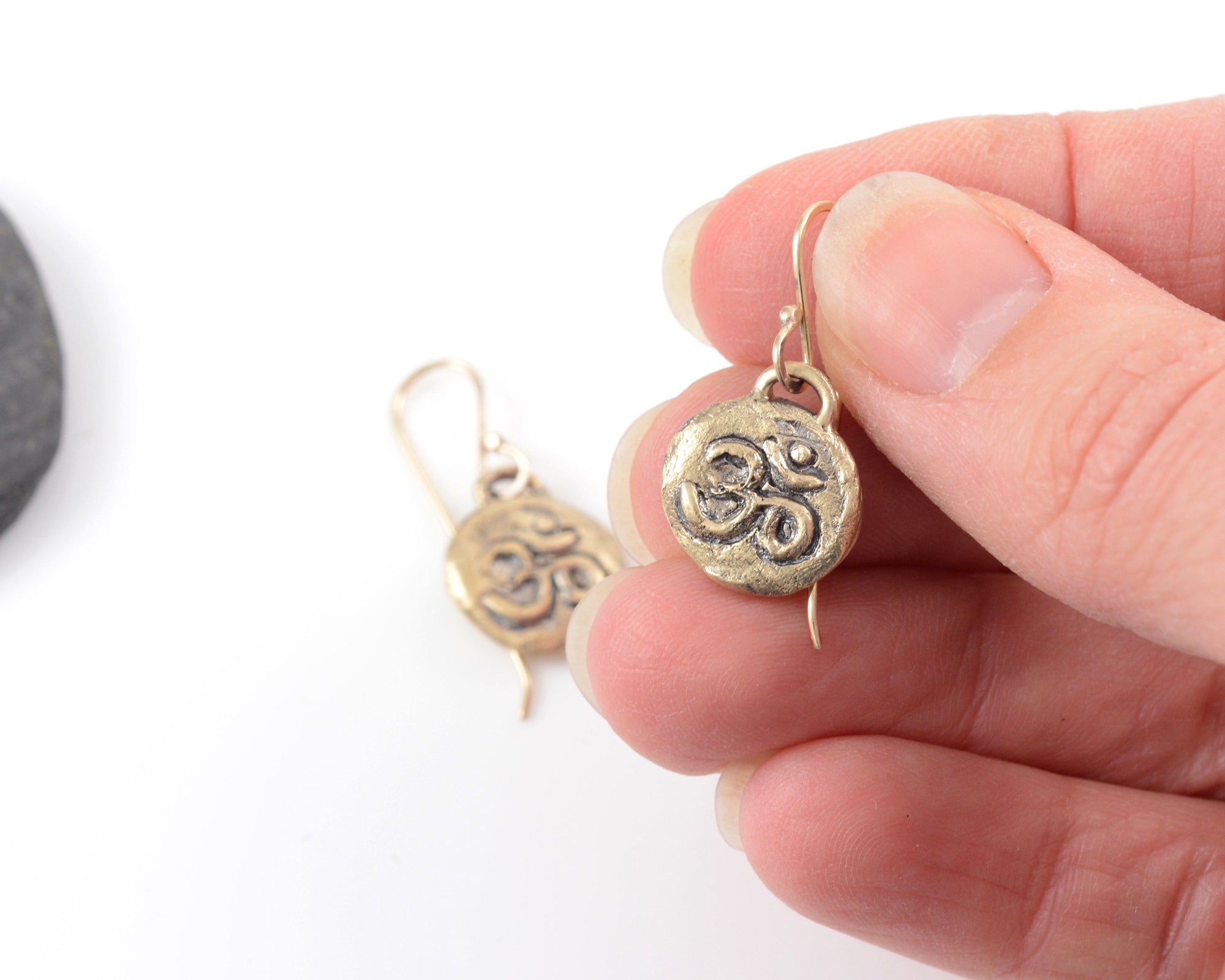 Om Earrings - 14k Yellow Gold - Ready to Ship - Beth Cyr Handmade Jewelry