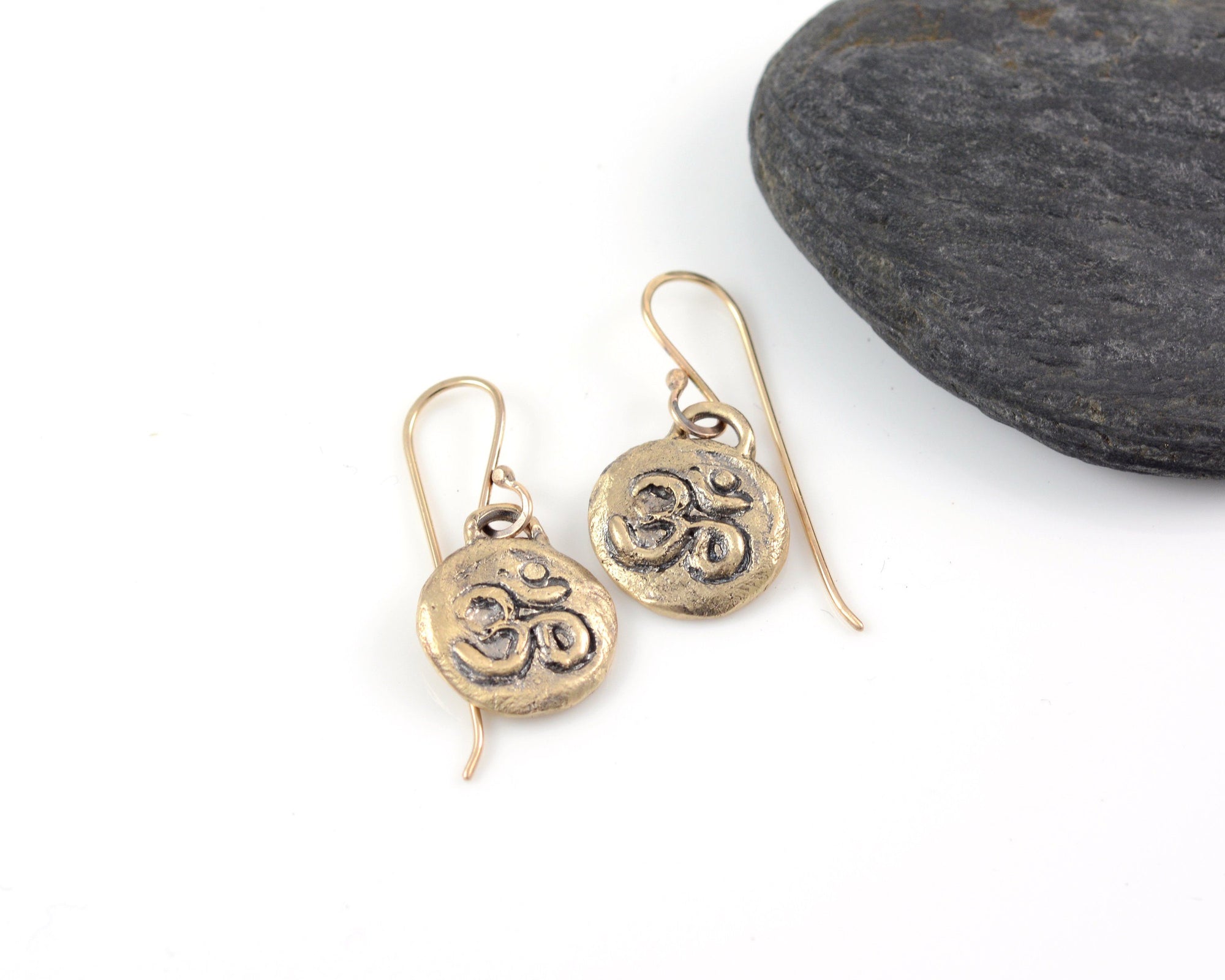 Om Earrings - 14k Yellow Gold - Ready to Ship - Beth Cyr Handmade Jewelry