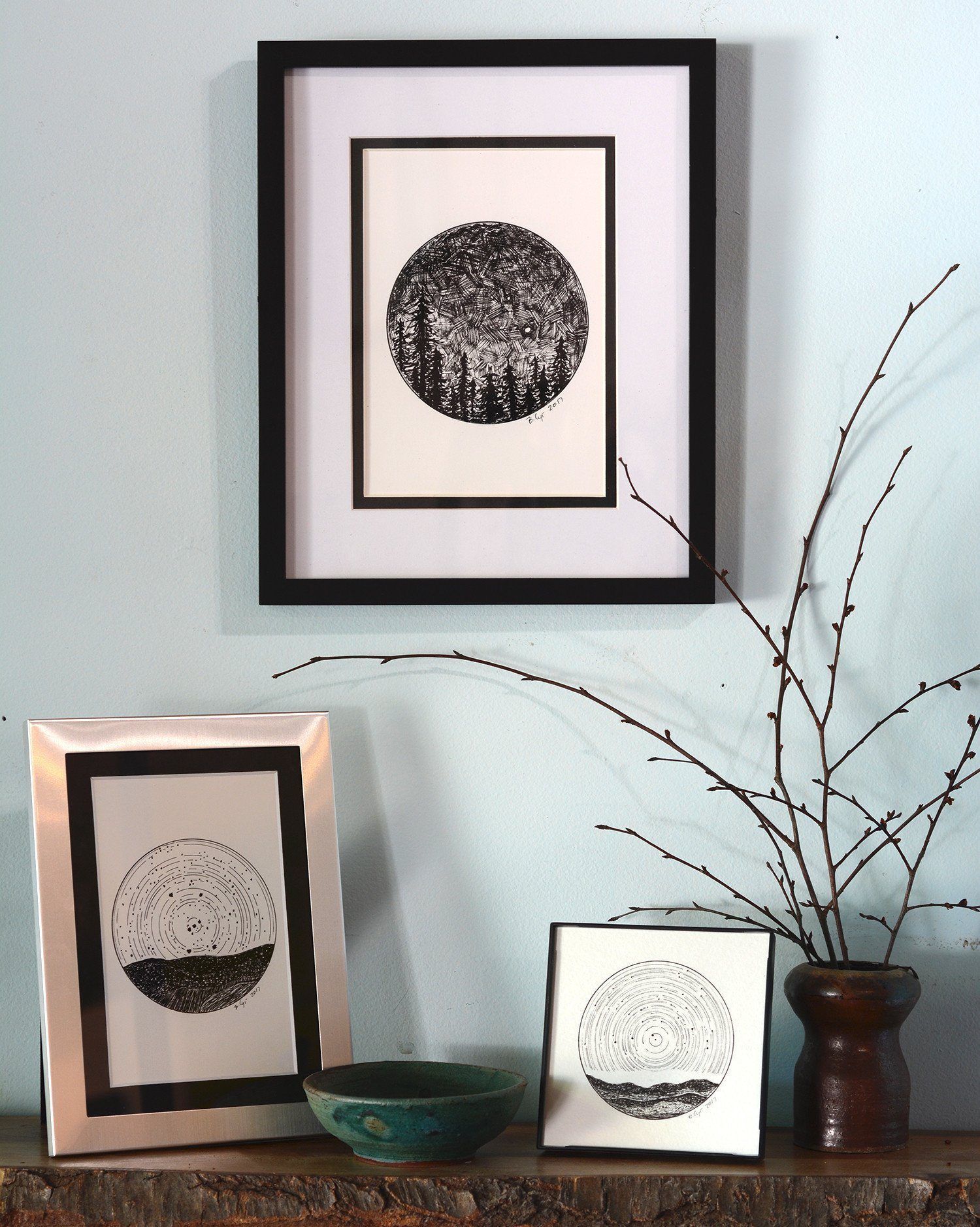 Above and Below - Magical Tree, Roots, and Stars - Pen and Ink Drawing Print - Beth Cyr Handmade Jewelry