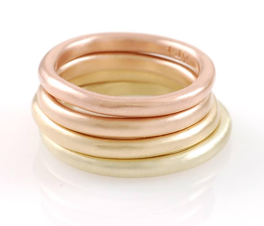 Love Rocks Hammered Wedding Rings in Rose Gold - Made to order - Beth Cyr Handmade Jewelry