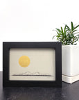 Peaceful mountains and full moon - Grey and Gold Collection 