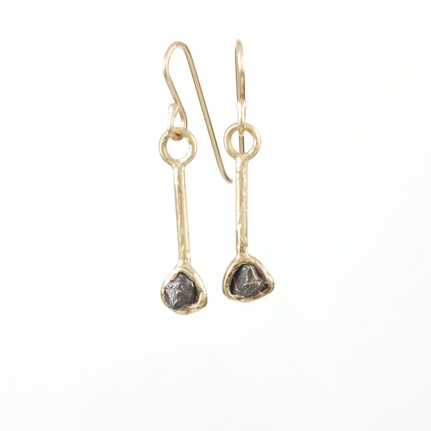 Meteorite Earrings in 14k Yellow Gold - Size Medium - Ready to ship - Beth Cyr Handmade Jewelry