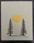 Tree Pair with Coalescing and Disintegrating Moon - Grey and Gold Collection 