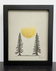 Tree Pair with Coalescing and Disintegrating Moon - Grey and Gold Collection 